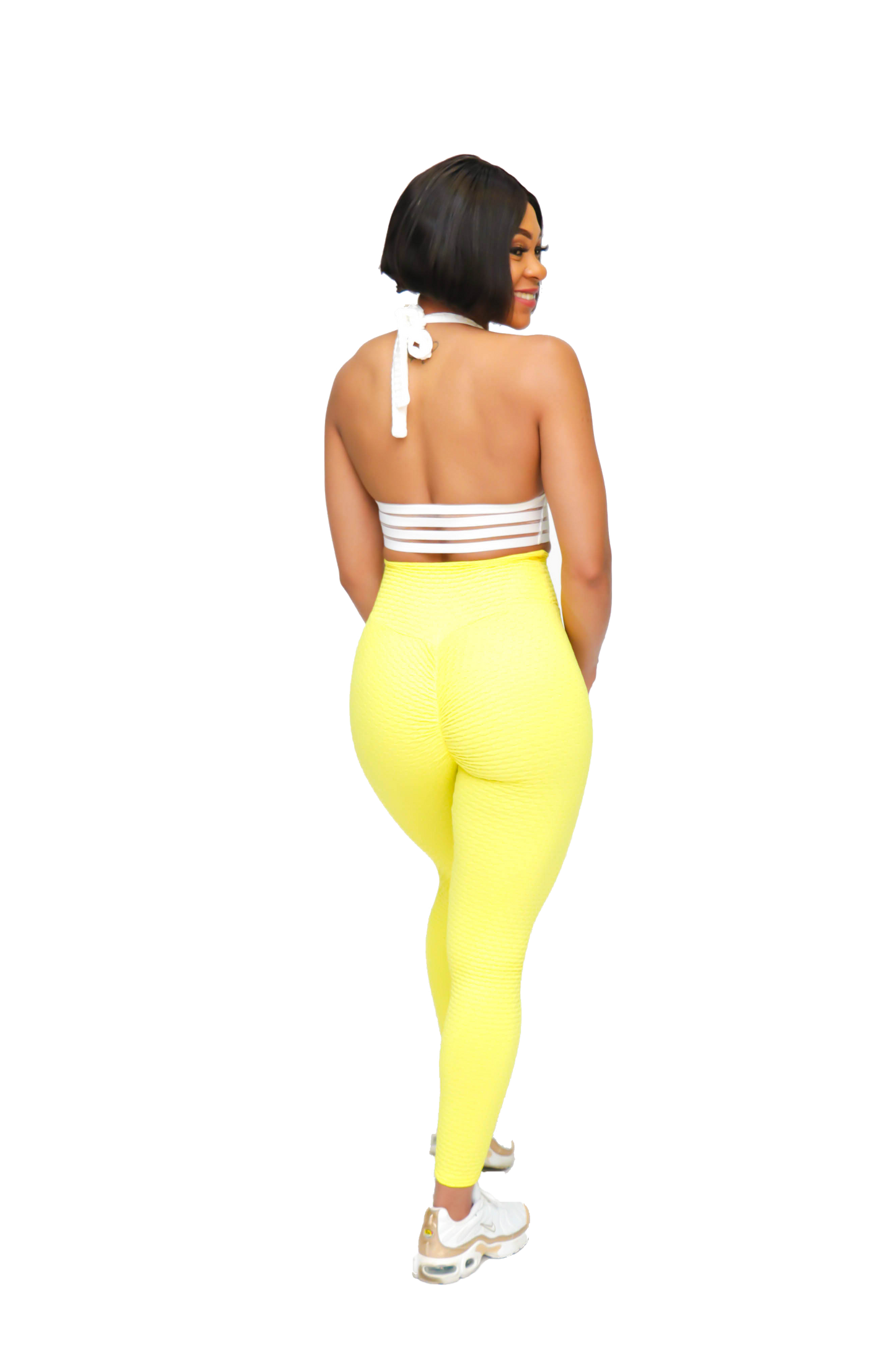 Yellow butt scrunch leggings